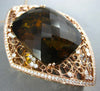 EXTRA LARGE 76.83CT DIAMOND & AAA SMOKEY TOPAZ 14K ROSE GOLD 3D FILIGREE PENDANT