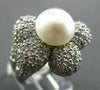 ESTATE LARGE 3.32CT DIAMOND 18KT WHITE GOLD PEARL FLOWER PAVE RING STUNNING!!