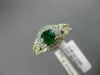 ESTATE WIDE 2.4CT DIAMOND & AAA COLOMBIAN EMERALD 14K WHITE GOLD ENGAGEMENT RING