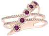 WIDE .51CT DIAMOND & AAA RUBY 14KT ROSE GOLD 3D DIAGONAL CRISS CROSS FUN RING