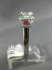 ESTATE WIDE 1.68CT DIAMOND & AAA PINK SAPPHIRE 14K WHITE GOLD 3D ENGAGEMENT RING