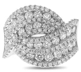 LARGE 2.48CT DIAMOND 14KT WHITE GOLD 3D MULTI ROW INFINITY CRISS CROSS LOVE RING