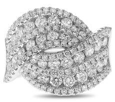 LARGE 2.48CT DIAMOND 14KT WHITE GOLD 3D MULTI ROW INFINITY CRISS CROSS LOVE RING