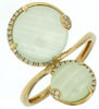 LARGE .12CT DIAMOND & AAA CARBONATE 14KT YELLOW GOLD 3D DOUBLE CIRCULAR FUN RING