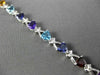 ESTATE 7.51CTW DIAMOND & AAA MULTI GEM 14KT WHITE GOLD TRILLION TENNIS BRACELET