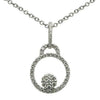 ESTATE .17CT DIAMOND 18KT WHITE GOLD 3D ROUND CIRCULAR FLOWER CLUSTER PENDANT