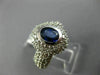ESTATE WIDE 2.50CT DIAMOND & SAPPHIRE 14KT WHITE GOLD BEZEL HALO ENGAGEMENT RING