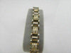 ESTATE WIDE 14K TWO TONE PRINCESS CUT DIAMOND BRACELET