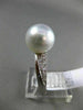 ESTATE .14CT DIAMOND 14KT WHITE GOLD AAA SOUTH SEA PEARL 3D PAVE SOLITAIRE RING