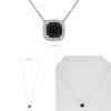 2.20CT DIAMOND & AAA GREEN SAPPHIRE 18KT WHITE GOLD CUSHION SQUARE LOVE NECKLACE