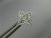 ESTATE .91CT DIAMOND 18KT WHITE GOLD 3D 4 LEAF CLOVER FLOWER STAR STUD EARRINGS