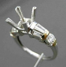ESTATE .70CT DIAMOND 14KT WHITE GOLD BAGUETTE SEMI MOUNT ENGAGEMENT RING #9848