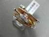 ESTATE .16CT DIAMOND 18KT WHITE & ROSE GOLD 3D MULTI ROW CRISS CROSS MESH RING