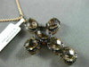 ESTATE LARGE 10.76CT BLACK DIAMOND & SMOKY TOPAZ 14KT ROSE GOLD CROSS PENDANT