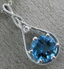 ESTATE 1.47CT DIAMOND & AAA BLUE TOPAZ 14K WHITE GOLD TEAR DROP FILIGREE PENDANT
