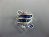 1.20CT DIAMOND & AAA SAPPHIRE 14KT WHITE GOLD 3D ROUND & BAGUETTE LEAF LOVE RING