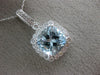 ESTATE LARGE 3.12CT DIAMOND & AAA AQUAMARINE 14KT WHITE GOLD FILIGREE PENDANT