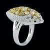 LARGE 2.95CT MULTI COLOR DIAMOND 18K 2 TONE GOLD CLUSTER MULTI SHAPE ETOILE RING