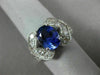 ESTATE LARGE 3.58CT DIAMOND & AAA OVAL TANZANITE 14KT WHITE GOLD ENGAGEMENT RING