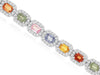 WIDE 8.30CT DIAMOND & AAA MULTI COLOR SAPPHIRES 14KT WHITE GOLD TENNIS BRACELET