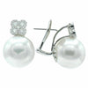 ESTATE LARGE .50CT DIAMOND & AAA SOUTH SEA PEARL 18KT WHITE GOLD FLOWER EARRINGS