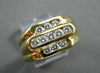 ESTATE WIDE .60CT DIAMOND 14KT YELLOW GOLD 3 ROW MENS GYPSY RING AMAZING! #21524