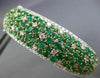 WIDE 10.90CT DIAMOND & COLOMBIAN EMERALD 18K 2 TONE GOLD CLUSTER BANGLE BRACELET