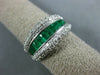 WIDE 1.60CT DIAMOND & AAA EMERALD 14KT WHITE GOLD 3D ROUND & BAGUETTE RING #2739