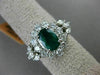ESTATE LARGE 2.26CT DIAMOND & AAA EMERALD 18K WHITE GOLD 3D HALO ENGAGEMENT RING