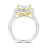 GIA LARGE 3.97CT WHITE & FANCY YELLOW DIAMOND 18KT 2 TONE GOLD ENGAGEMENT RING