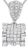 .75CT DIAMOND 14KT WHITE GOLD 3D ROUND BAGUETTE & PRINCESS FUN FLOATING PENDANT