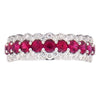 ESTATE 1.75CT DIAMOND & AAA RUBY 18KT WHITE GOLD 3D MULTI ROW ANNIVERSARY RING