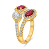 LARGE 1.89CT DIAMOND & AAA RUBY 18KT YELLOW GOLD OVAL MULTI FLOWER HALO FUN RING