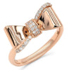 ESTATE .25CT DIAMOND 18KT ROSE GOLD 3D BOW SHAPE FUN RING
