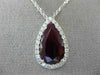 ESTATE 5.48CT DIAMOND & AAA RUBY 18KT WHITE GOLD CLASSIC TEAR DROP HALO PENDANT