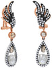 LARGE 3.77CT WHITE ICE & CHOCOLATE FANCY DIAMOND 18KT TRI COLOR GOLD 3D EARRINGS