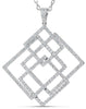 ESTATE LARGE 1.98CT DIAMOND 18KT WHITE GOLD MULTI SQUARE CHECKERED LOVE PENDANT