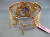 ESTATE LARGE 7.50CT DIAMOND & AAA AMETHYST 14K ROSE GOLD 3D CUFF BANGLE BRACELET