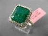 ESTATE LARGE 3.93CT DIAMOND & AAA EMERALD 18KT WHITE GOLD SQUARE ENGAGEMENT RING