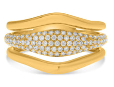 ESTATE WIDE .50CT DIAMOND 14KT YELLOW GOLD 3D ROUND MULTI ROW V SHAPE FUN RING