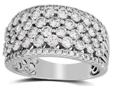 ESTATE LARGE 2.00CT DIAMOND 14KT WHITE GOLD MULTI ROW INVISIBLE ANNIVERSARY RING