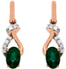 ESTATE .95CT DIAMOND & AAA EMERALD 14K ROSE GOLD OVAL LOVE KNOT HANGING EARRINGS