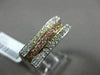 ESTATE .60CT WHITE & FANCY PINK DIAMOND 14KT TRI GOLD 3 ROW OPEN HEART LOVE RING