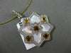 ESTATE LARGE 1.50CT DIAMOND & CITRINE 14K TWO TONE GOLD SQUARE SNOWFLAKE PENDANT