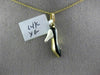 ESTATE 14K YELLOW GOLD 3D WHITE & BLACK ENAMEL LADY HIGH HEEL SHOE PENDANT CHAIN