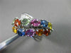 ESTATE WIDE 6.26CT DIAMOND & AAA MULTI COLOR SAPPHIRE 18KT WHITE GOLD FUN RING