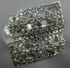ESTATE LARGE 1.20CT DIAMOND 14K WHITE GOLD 3D OPEN MULTI FLOWER CRISS CROSS RING