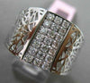 ESTATE WIDE .72CT DIAMOND 14KT WHITE GOLD 3D HANDCRAFTED 3 ROW FILIGREE RING