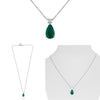 3.51CT DIAMOND & AAA EMERALD 18KT WHITE GOLD PEAR SHAPE SOLITAIRE LOVE NECKLACE