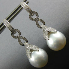 .77CT DIAMOND & AAA SOUTH SEA PEARL 18KT WHITE GOLD MULTI LEAF HANGING EARRINGS